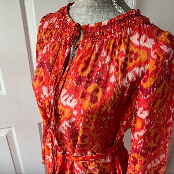 Tory Burch Drawstring V-Neck Boho Kaftan Coverup Dress - Picture 5 of 5